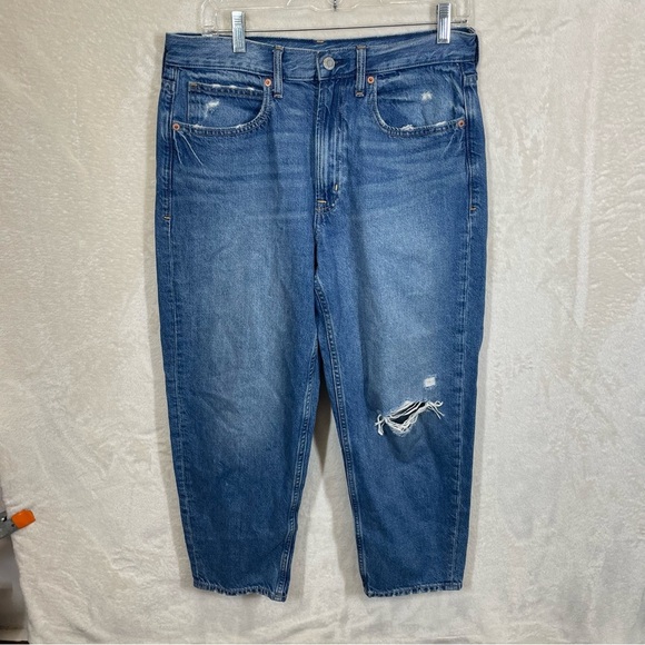 Gap women’s barrel leg high rise jeans distressed size 28 - Picture 5 of 7